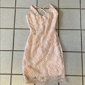 Light Pink Body Con Lace Dress